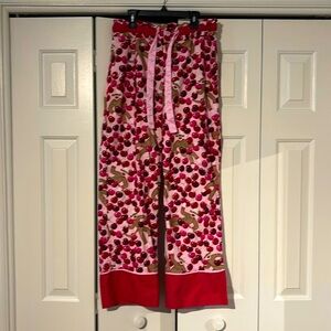 Nick and Nora sock monkey/cherry pajama pants.